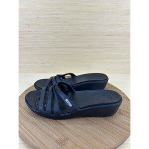 Crocs Rhonda Wedge Black Wedge Sandals Womens Size 8
